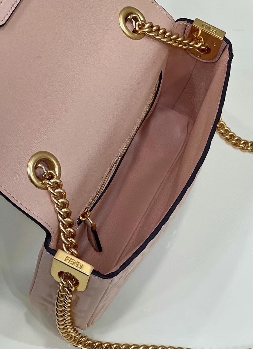 Fendi Baguette Chain Midi Bag In Powder Nappa Leather