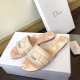 Dior Dway Slides In Pink Toile de Jouy Embroidered Cotton