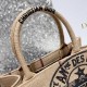 Dior Small Book Tote Bag In Beige Jute Canvas with Dior Union Motif