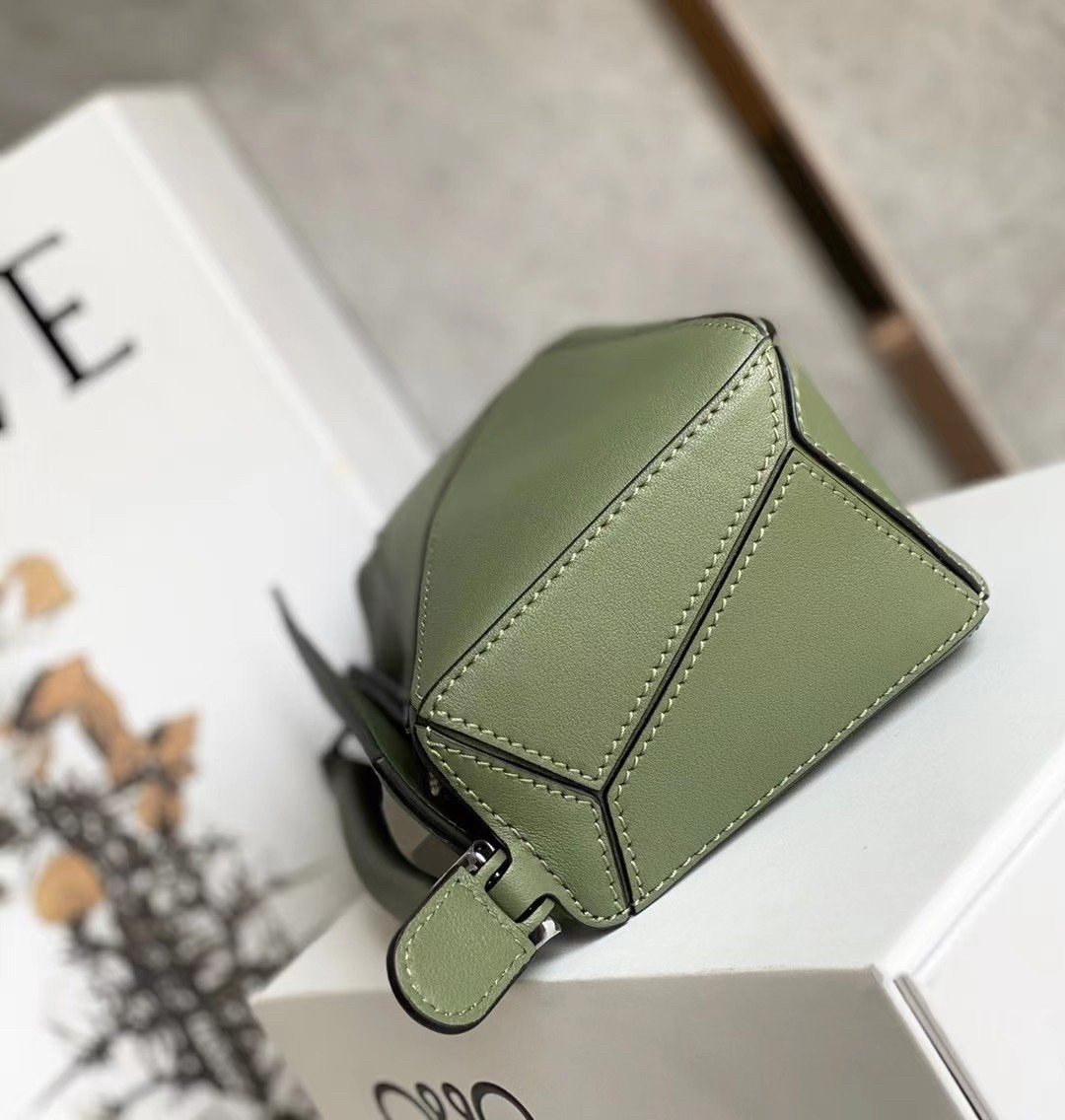 Loewe Puzzle Mini Bag In Avocado Green Calfskin