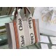 Chloe Small Woody Tote Bag in Canvas with Brown Leather Strips