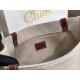 Chloe Medium Woody Tote Bag in Canvas with Brown Leather Strips