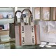 Chloe Medium Woody Tote Bag in Canvas with Tan Leather Strips