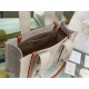 Chloe Medium Woody Tote Bag in Canvas with Tan Leather Strips