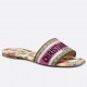 Dior Dway Slides In Green Kaleidiorscopic Embroidered Cotton