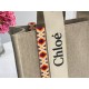 Chloe Medium Woody Tote Bag with Hand-embroidered