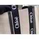 Chloe Large Woody Tote Bag in Canvas with Black Leather Strips