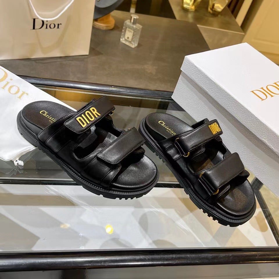 Dior DiorAct Slides In Black Lambskin