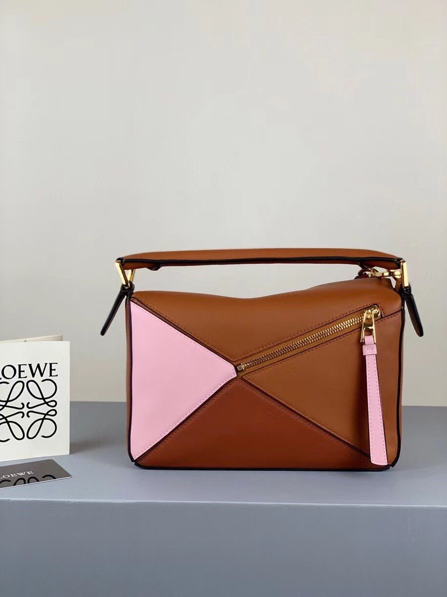 Loewe Puzzle Small Bag In Multicolour Camel Calfskin