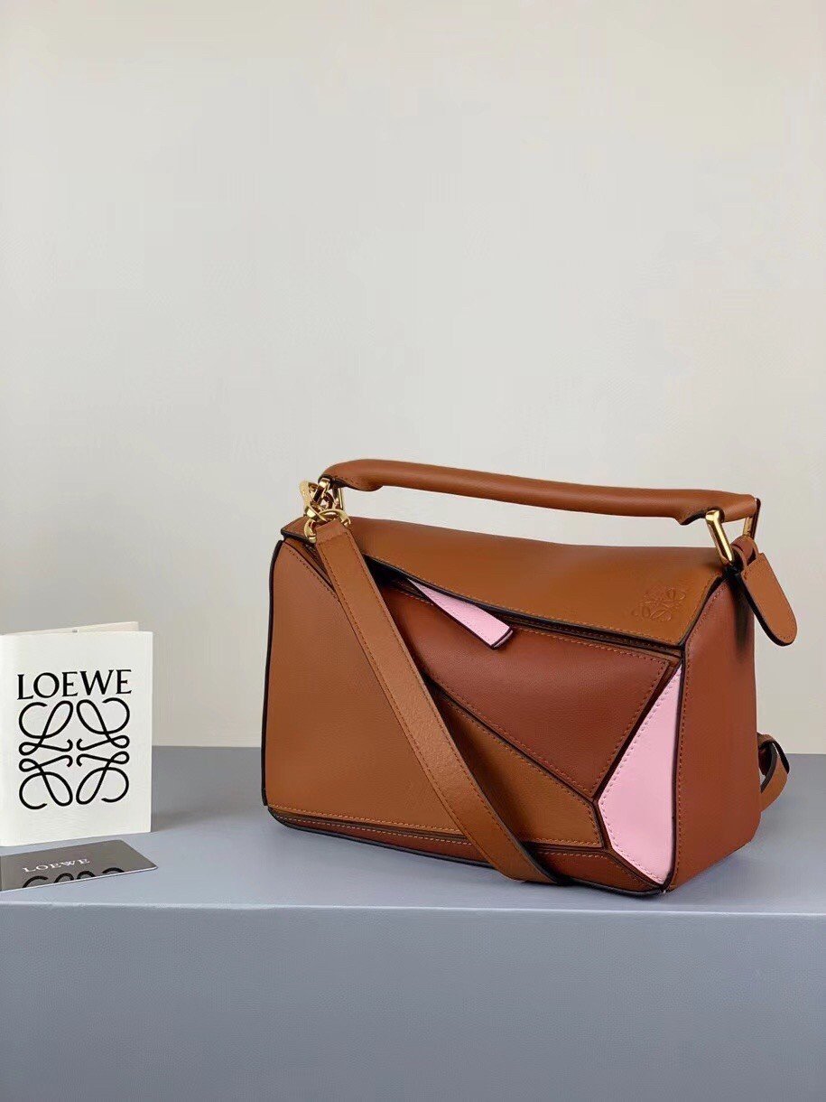 Loewe Puzzle Small Bag In Multicolour Camel Calfskin