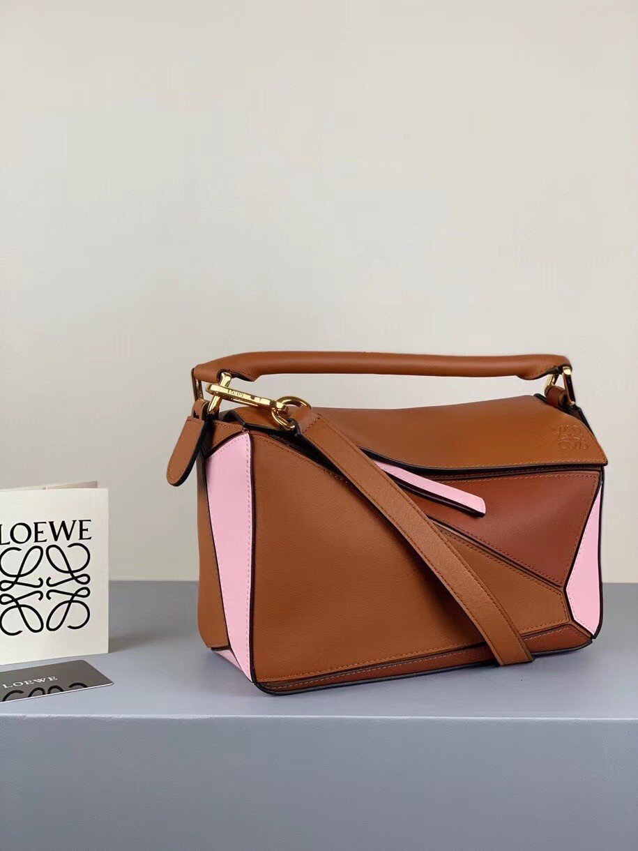 Loewe Puzzle Small Bag In Multicolour Camel Calfskin