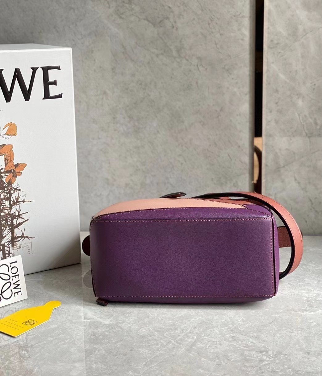 Loewe Puzzle Small Bag In Multicolour Purple Calfskin