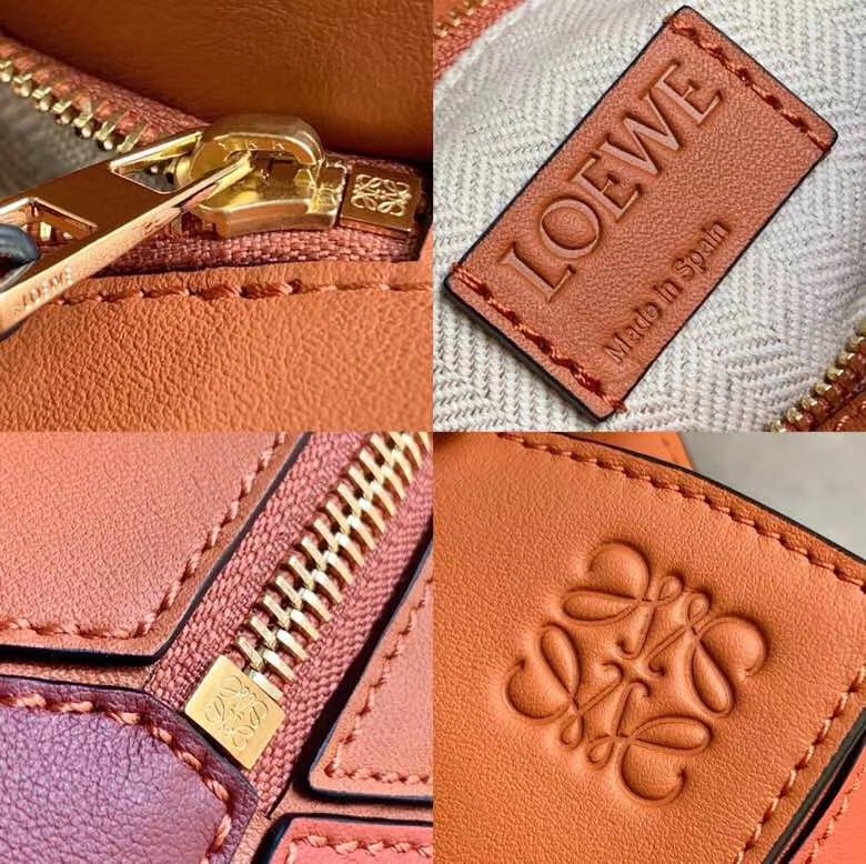 Loewe Puzzle Small Bag In Multicolour Orange Calfskin