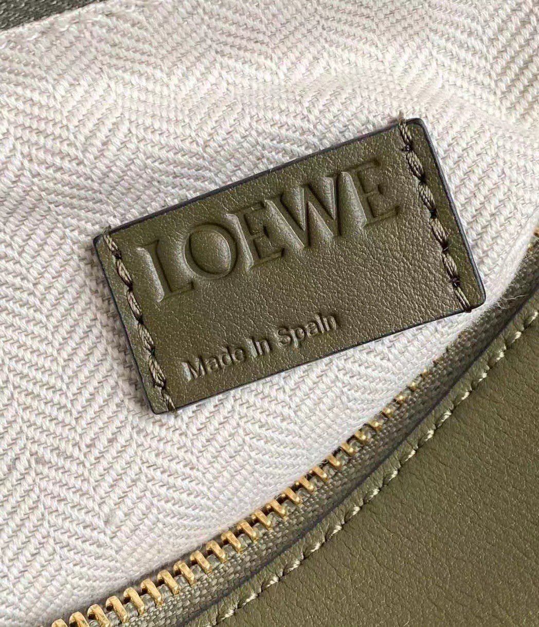 Loewe Puzzle Small Bag In Multicolour Green Calfskin