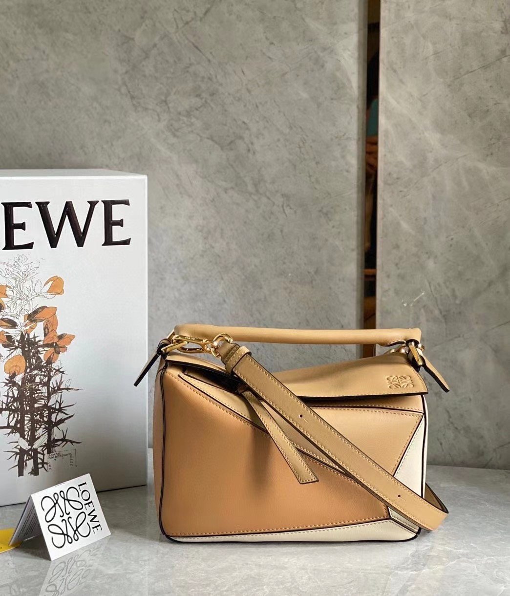 Loewe Puzzle Small Bag In Multicolour Warm Desert Calfskin