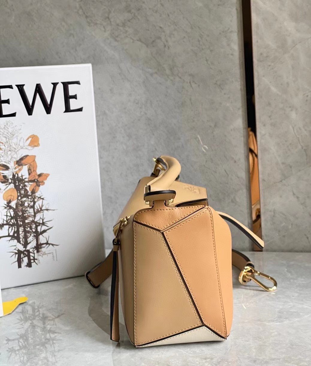 Loewe Puzzle Small Bag In Multicolour Warm Desert Calfskin