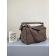 Loewe Puzzle Small Bag In Dark Taupe Grained Calfskin