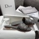 Dior Dway Slides In Grey-Tone Embroidered Metallic Fabric