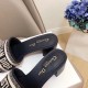 Dior Dway Heeled Slides In Deep Blue Embroidered Cotton