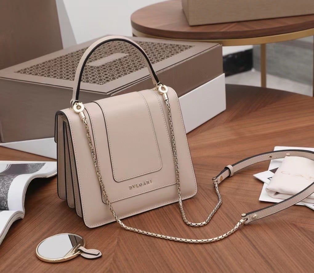 Bvlgari Serpenti Forever Small Bag In Beige Calfskin