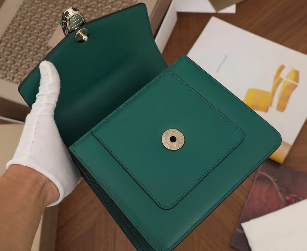 Bvlgari Serpenti Forever Small Bag In Green Calfskin