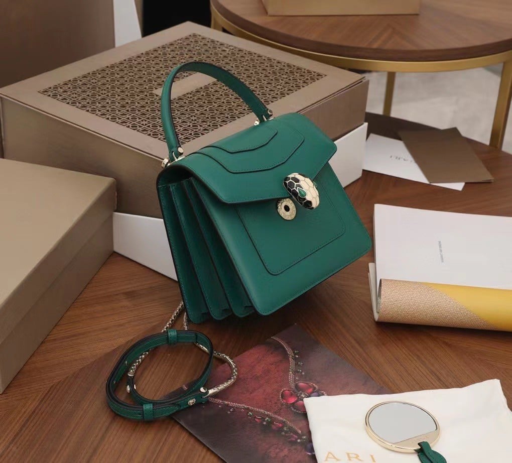 Bvlgari Serpenti Forever Small Bag In Green Calfskin