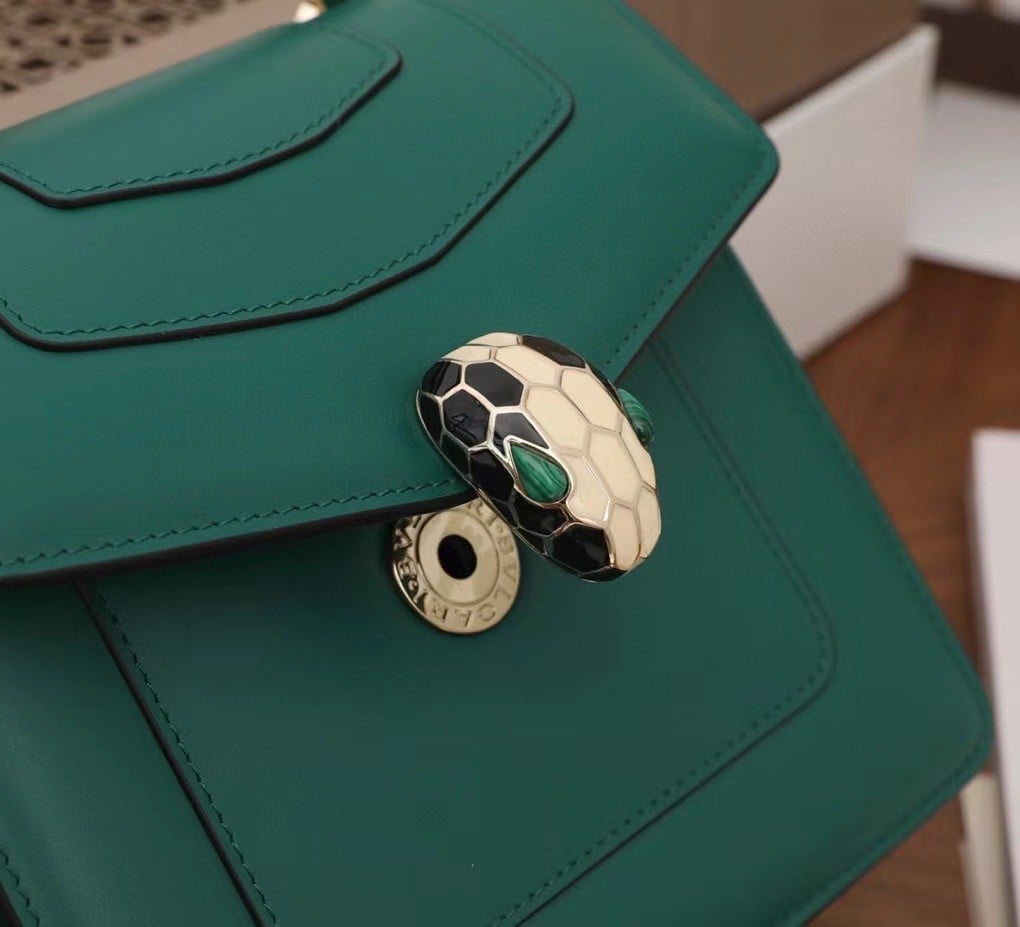 Bvlgari Serpenti Forever Small Bag In Green Calfskin