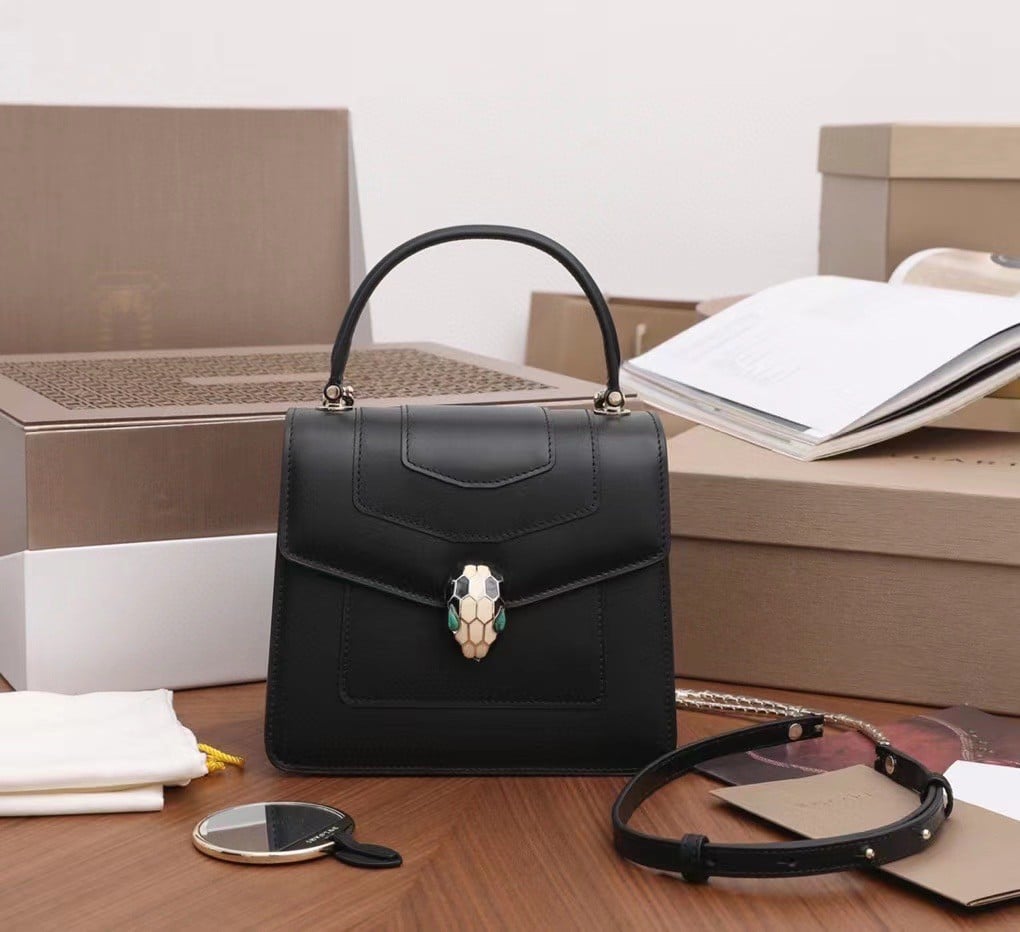 Bvlgari Serpenti Forever Small Bag In Black Calfskin