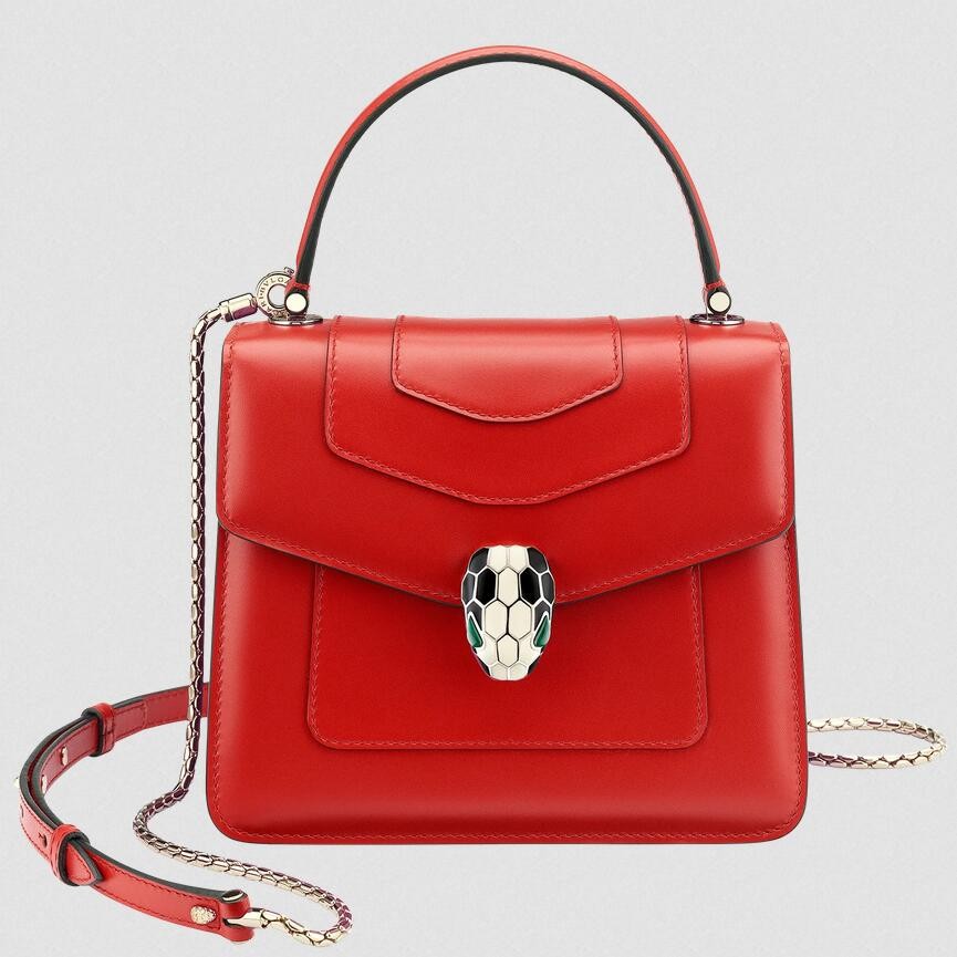 Bvlgari Serpenti Forever Small Bag In Red Calfskin