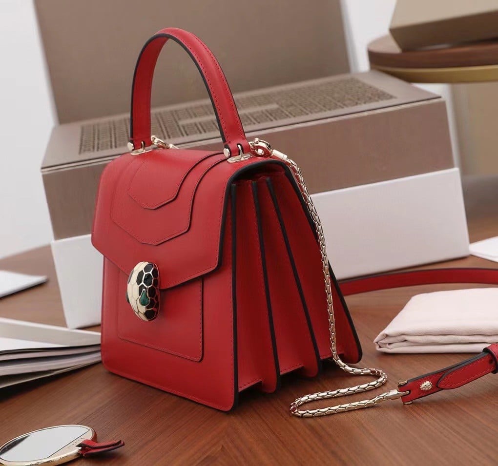 Bvlgari Serpenti Forever Small Bag In Red Calfskin