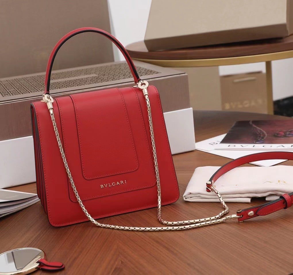 Bvlgari Serpenti Forever Small Bag In Red Calfskin