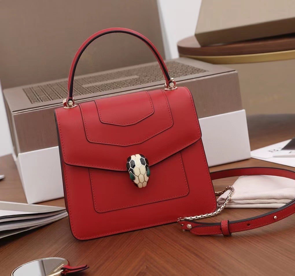 Bvlgari Serpenti Forever Small Bag In Red Calfskin