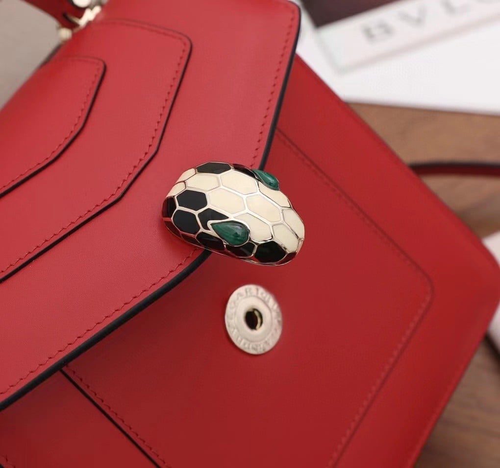 Bvlgari Serpenti Forever Small Bag In Red Calfskin