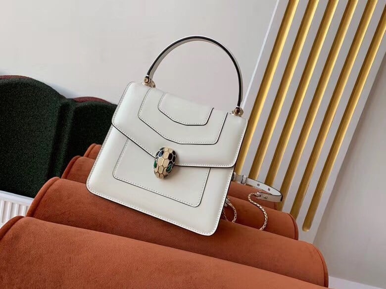 Bvlgari Serpenti Forever Small Bag In White Calfskin