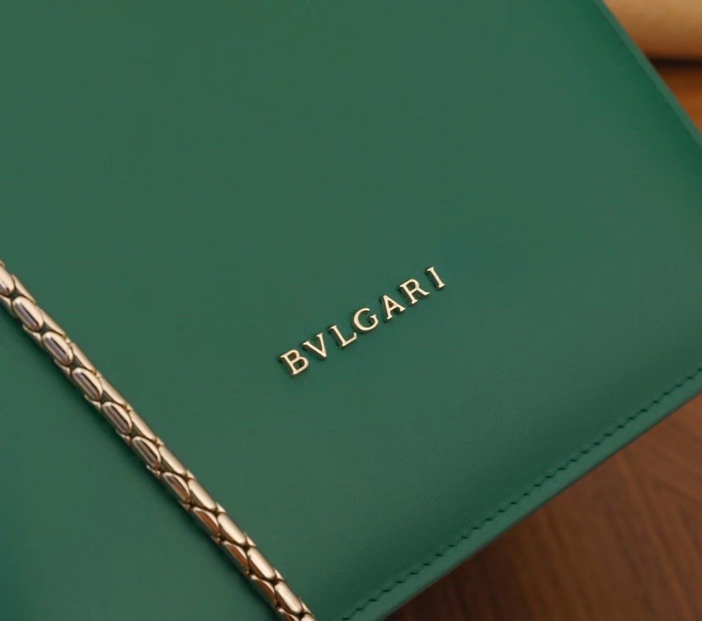 Bvlgari Serpenti Forever Small Bag In Green Galuchat Leather