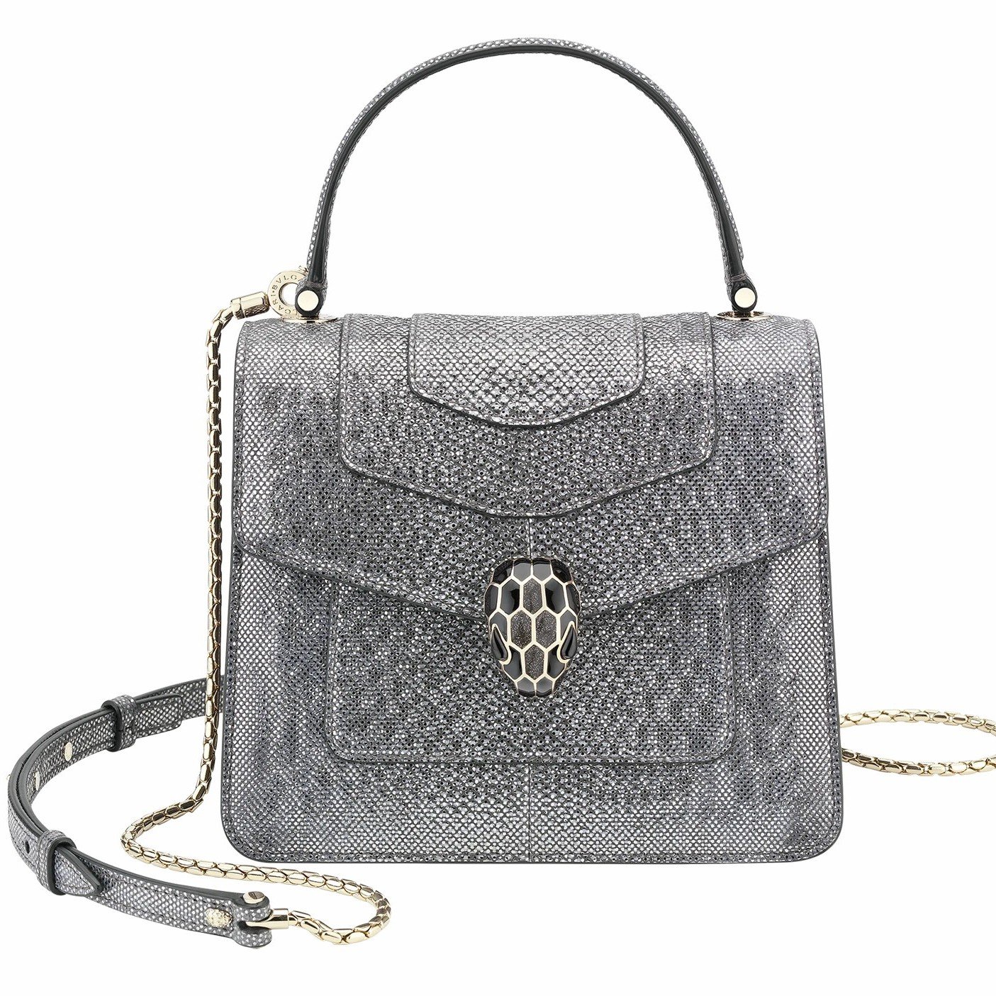 Bvlgari Serpenti Forever Small Bag In Grey Karung Leather