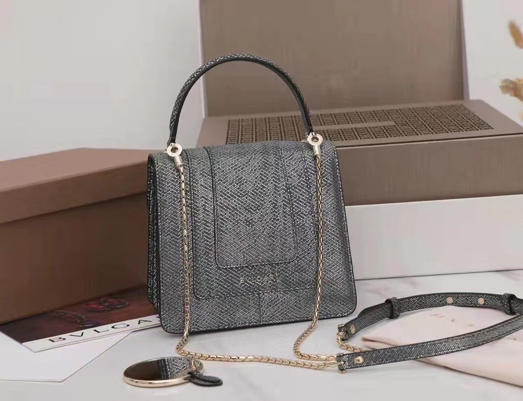 Bvlgari Serpenti Forever Small Bag In Grey Karung Leather