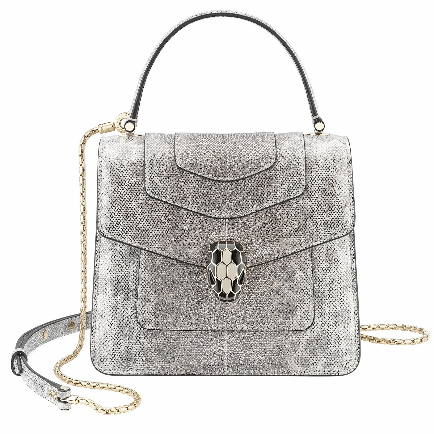 Bvlgari Serpenti Forever Small Bag In Gray Karung Leather