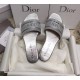 Dior Dway Slides In Grey Metallic Thread Embroidery and Strass