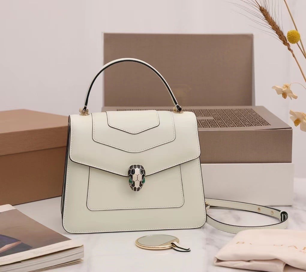 Bvlgari Serpenti Forever Medium Bag In White Calfskin