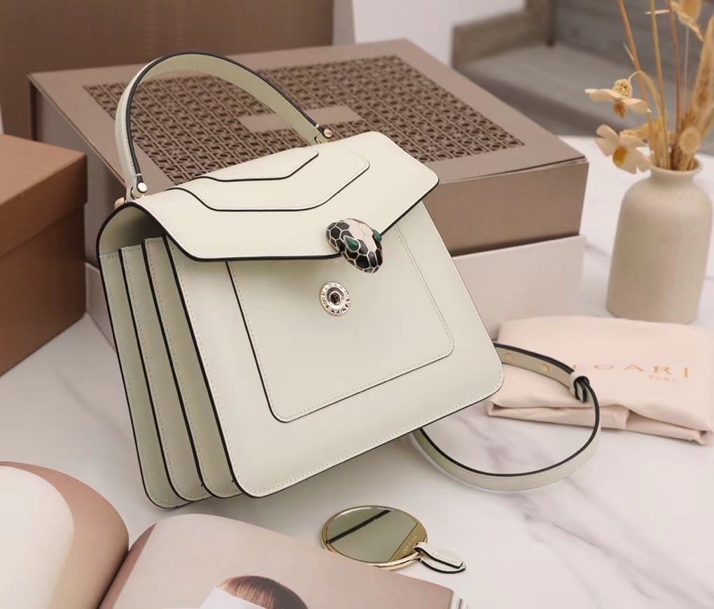 Bvlgari Serpenti Forever Medium Bag In White Calfskin