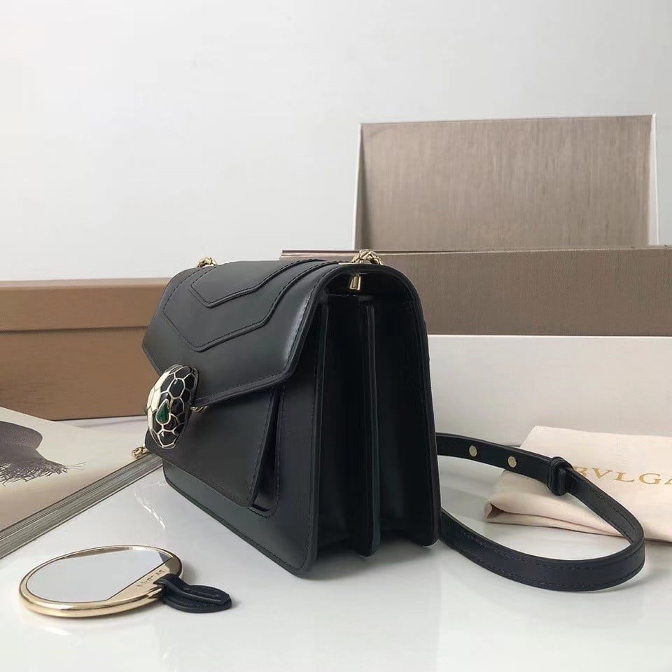 Bvlgari Serpenti Forever Small Crossbody Bag In Black Calfskin