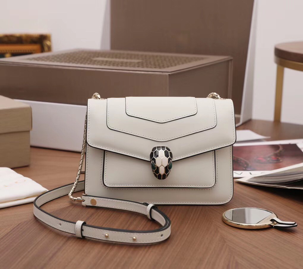 Bvlgari Serpenti Forever Small Crossbody Bag In White Calfskin