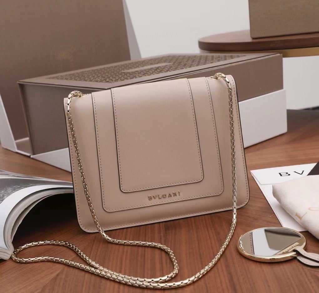 Bvlgari Serpenti Forever Small Crossbody Bag In Beige Leather