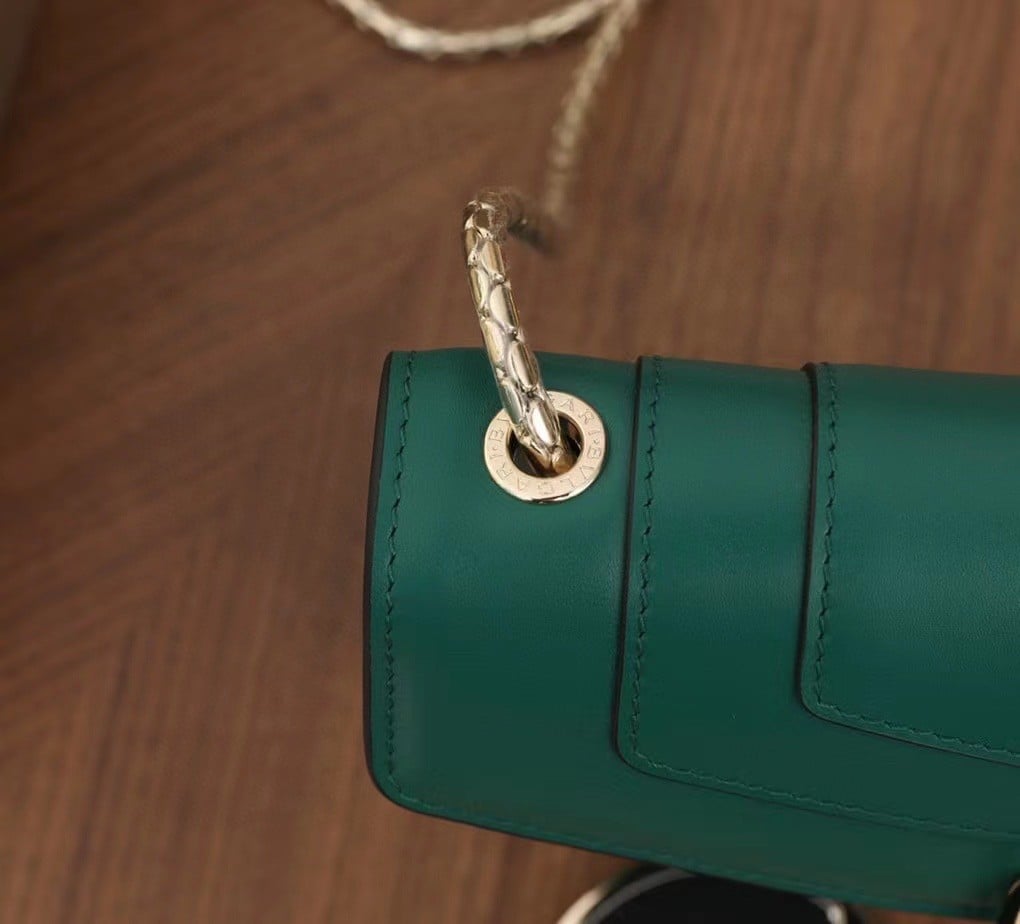 Bvlgari Serpenti Forever Small Crossbody Bag In Green Leather