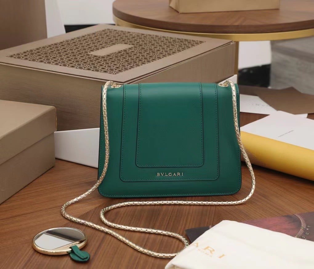 Bvlgari Serpenti Forever Small Crossbody Bag In Green Leather