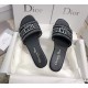 Dior Dway Slides In Black Metallic Thread Embroidery and Strass