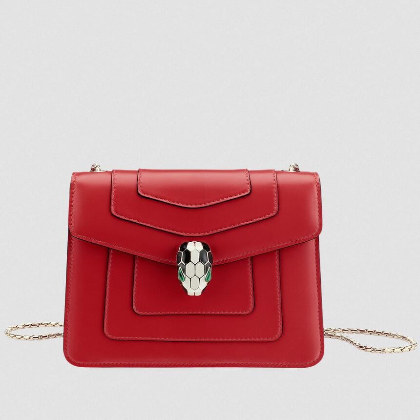 Bvlgari Serpenti Forever Small Crossbody Bag In Red Leather