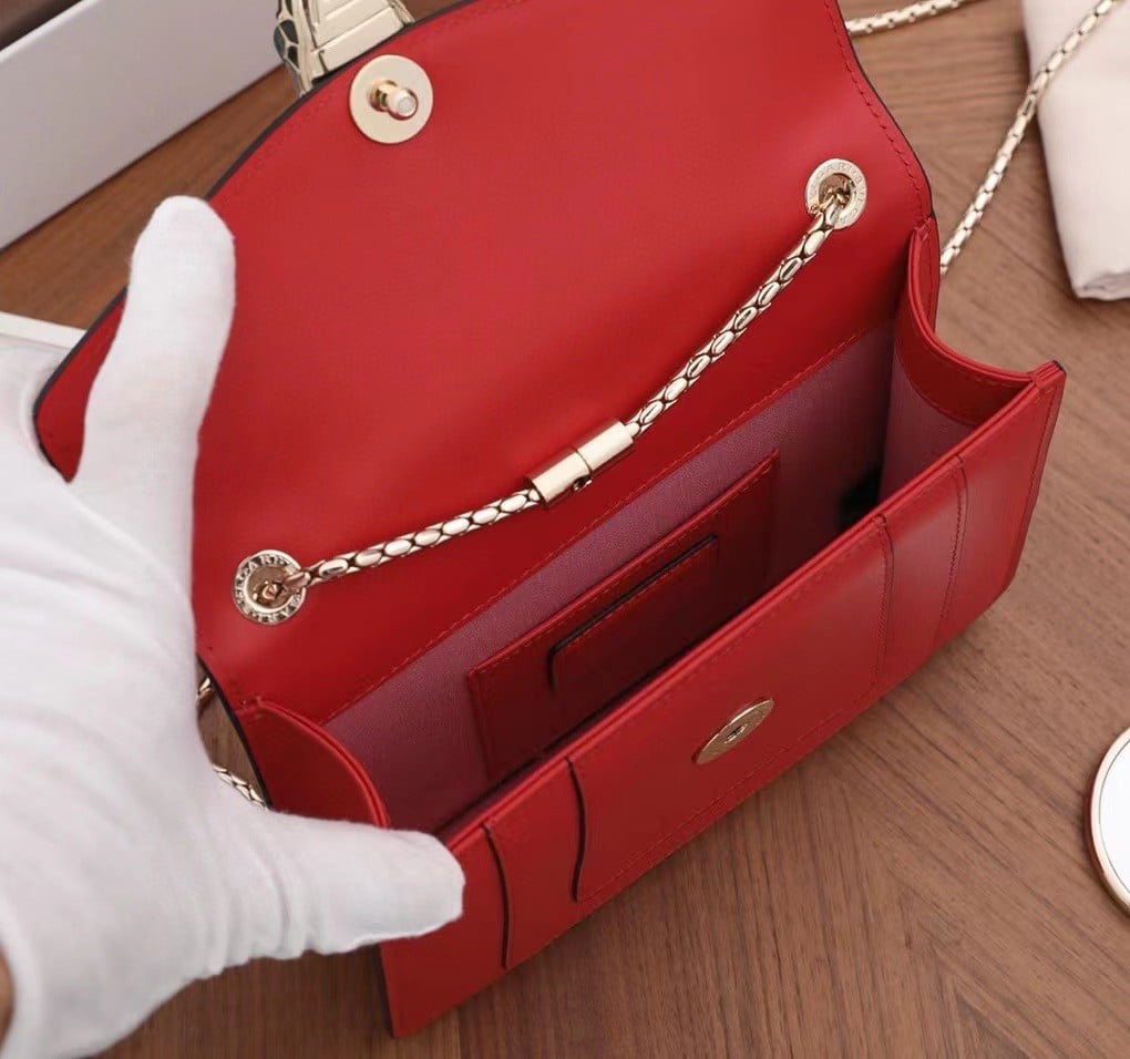 Bvlgari Serpenti Forever Small Crossbody Bag In Red Leather