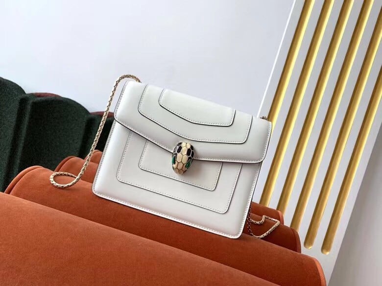 Bvlgari Serpenti Forever Small Crossbody Bag In White Leather